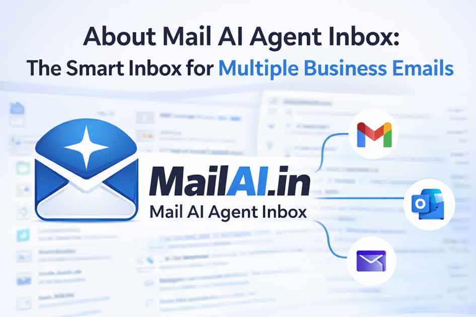 SetMyMail unified inbox showing multiple business emails, AI summaries and AI reply drafts in one dashboard
